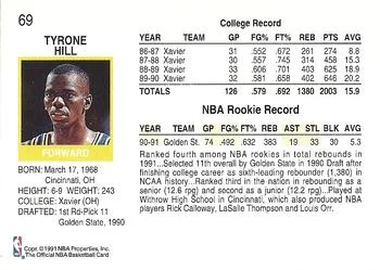 1991-92 Hoops Tyrone Hill #69 card back image