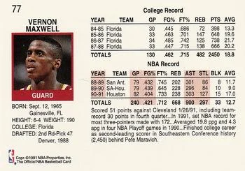 1991-92 Hoops Vernon Maxwell #77 card back image