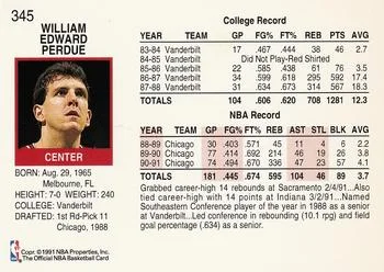 1991-92 Hoops Will Perdue #345 card back image