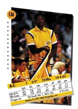 1991-92 SkyBox A.C. Green #136 card back image