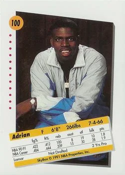 1991-92 SkyBox Adrian Caldwell #100 card back image