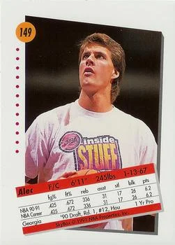 1991-92 SkyBox Alec Kessler #149 card back image
