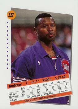 1991-92 SkyBox Andrew Lang #227 card back image
