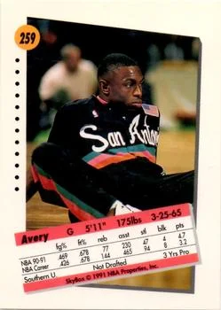 1991-92 SkyBox Avery Johnson #259 card back image
