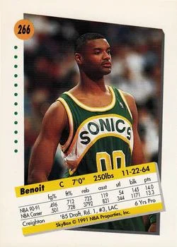 1991-92 SkyBox Benoit Benjamin #266 card back image