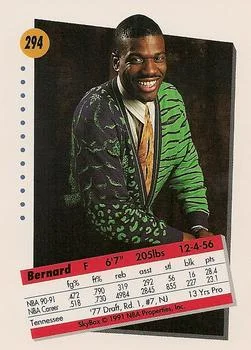 1991-92 SkyBox Bernard King #294 card back image