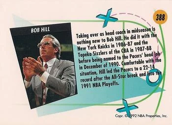 1991-92 SkyBox Bob Hill CO #388 card back image