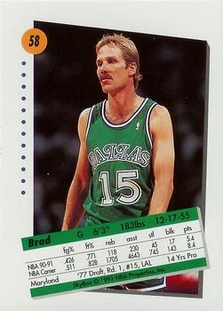 1991-92 SkyBox Brad Davis #58 card back image