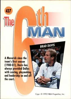 1991-92 SkyBox Brad Davis SM #437 card back image