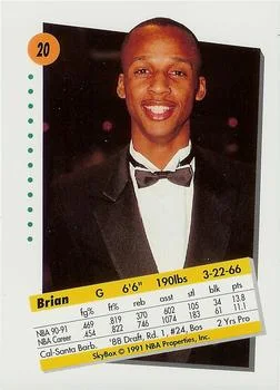 1991-92 SkyBox Brian Shaw #20 card back image