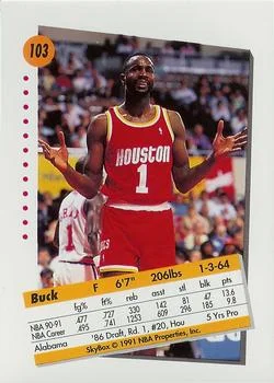 1991-92 SkyBox Buck Johnson #103 card back image