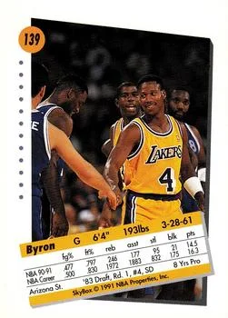 1991-92 SkyBox Byron Scott #139 card back image