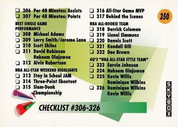 1991-92 SkyBox Checklist: 306-350 #350 card image