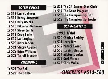1991-92 SkyBox Checklist B: 513-563 #657 card image