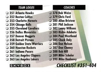 1991-92 SkyBox Checklist S: 351-404 #654 card image