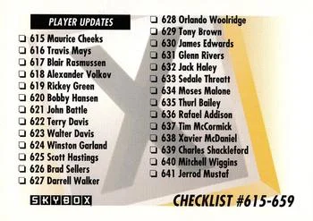 1991-92 SkyBox Checklist X: 615-659 #659 card image