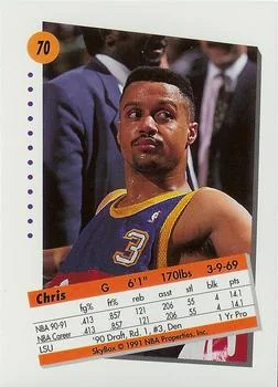 1991-92 SkyBox Chris Jackson #70 card back image