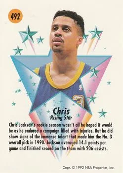 1991-92 SkyBox Chris Jackson RS #492 card back image
