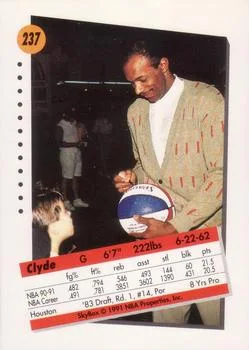 1991-92 SkyBox Clyde Drexler #237 card back image