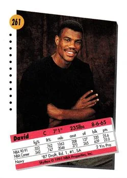 1991-92 SkyBox David Robinson #261 card back image