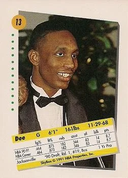 1991-92 SkyBox Dee Brown #13 card back image