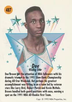 1991-92 SkyBox Dee Brown RS #487 card back image