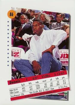 1991-92 SkyBox Dennis Rodman #86 card back image