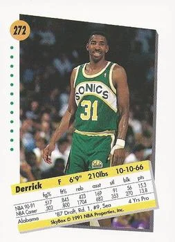 1991-92 SkyBox Derrick McKey #272 card back image