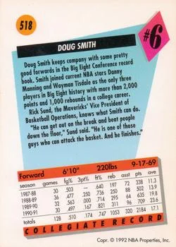 1991-92 SkyBox Doug Smith DFT #518 card back image