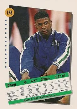 1991-92 SkyBox Doug West #176 card back image