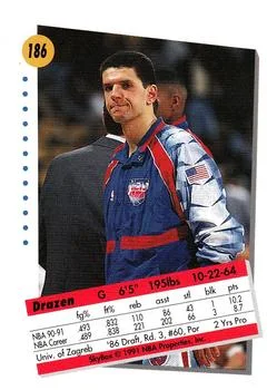 1991-92 SkyBox Drazen Petrovic #186 card back image