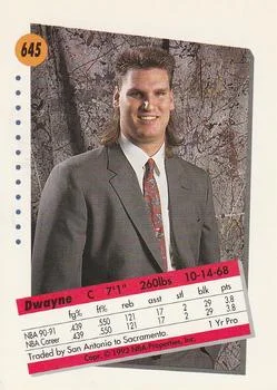 1991-92 SkyBox Dwayne Schintzius #645 card back image
