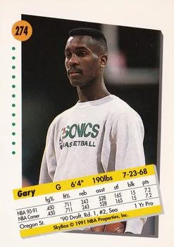 1991-92 SkyBox Gary Payton #274 card back image