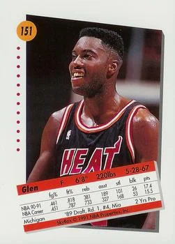 1991-92 SkyBox Glen Rice #151 card back image