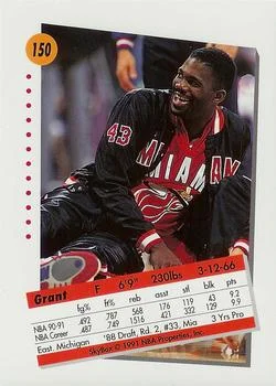1991-92 SkyBox Grant Long #150 card back image