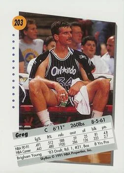 1991-92 SkyBox Greg Kite #203 card back image
