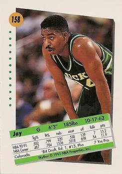 1991-92 SkyBox Jay Humphries #158 card back image