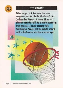 1991-92 SkyBox Jeff Malone SS #595 card back image