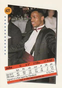 1991-92 SkyBox John Battle #621 card back image