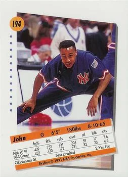 1991-92 SkyBox John Starks #194 card back image