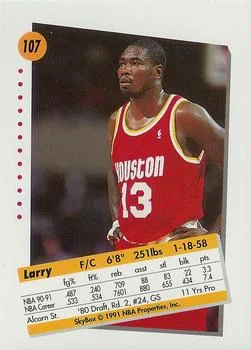 1991-92 SkyBox Larry Smith #107 card back image