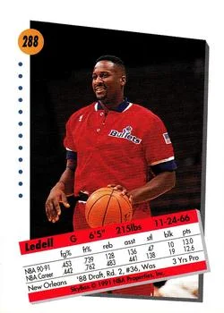 1991-92 SkyBox Ledell Eackles #288 card back image