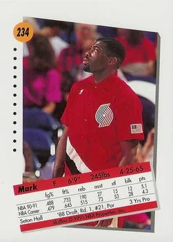 1991-92 SkyBox Mark Bryant #234 card back image