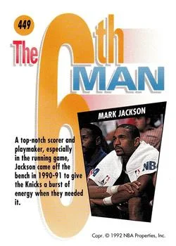 1991-92 SkyBox Mark Jackson SM #449 card back image