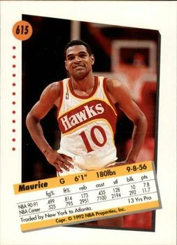1991-92 SkyBox Maurice Cheeks #615 card back image