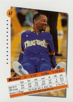 1991-92 SkyBox Michael Adams #67 card back image