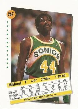 1991-92 SkyBox Michael Cage #267 card back image
