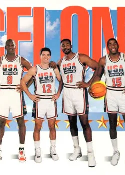 1991-92 SkyBox Michael Jordan / John Stockton / Karl Malone / Magic Johnson USA #545 card image