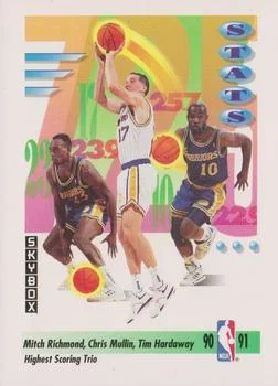 1991-92 SkyBox Mitch Richmond / Tim Hardaway / Chris Mullin STATS #303 card image