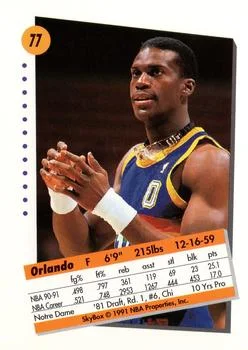 1991-92 SkyBox Orlando Woolridge #77 card back image